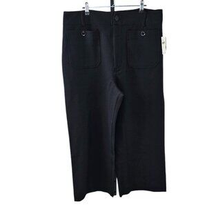 Anthropologie Maeve The Colette Knit Crop Wide-Leg Pants, High Rise, Black, 34